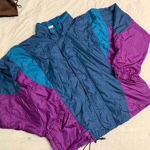 VINTAGE Asics multi-colour zip-up swishy windbreaker